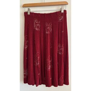 Vintage 1990's April Cornell Small Acetate Spandex Slinky Red Roses Skirt